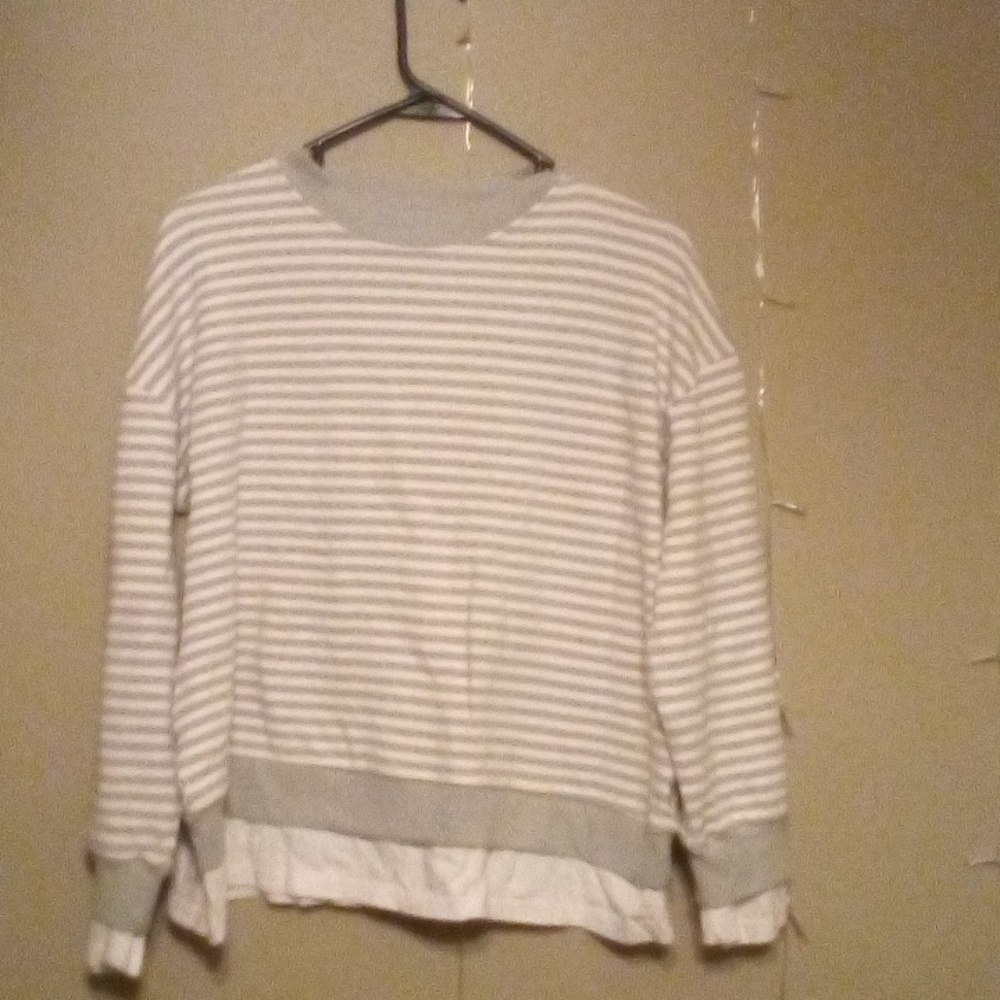 Women's Pale Gray Striped Sweater
